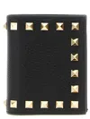 Valentino Garavani Rockstud Grainy Leather Flap Wallet Accessories In Black