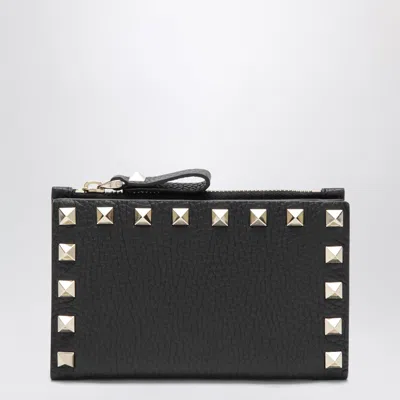 Valentino Garavani Rockstud Wallet In Black Leather