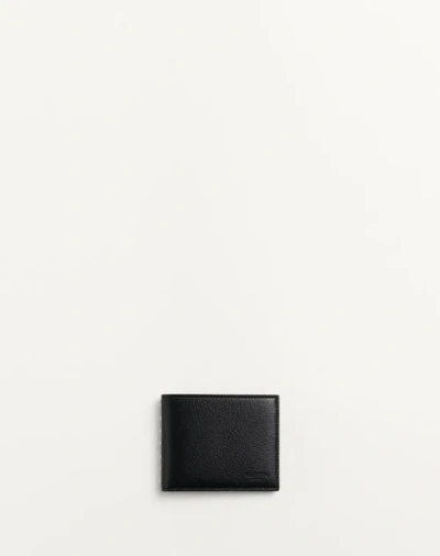 Valentino Garavani Rockstud Wallet In Grainy Calfskin In Black