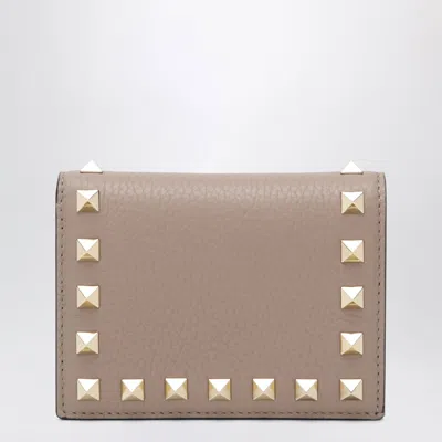 Valentino Garavani Rockstud Wallet In Powder Pink Leather