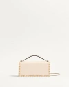 Valentino Garavani Rockstud Wallet With Chain In Grainy Calfskin Woman Light Ivory Uni