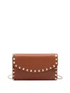 Valentino Garavani `rockstud` Wallet With Strap In Brown