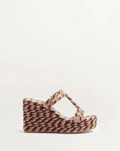 Valentino Garavani Rockstud Wedge In Calfskin 90mm Woman Rose Cannelle 41