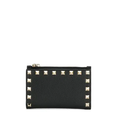 Valentino Garavani Rockstud Zip-up Cardholder In Red