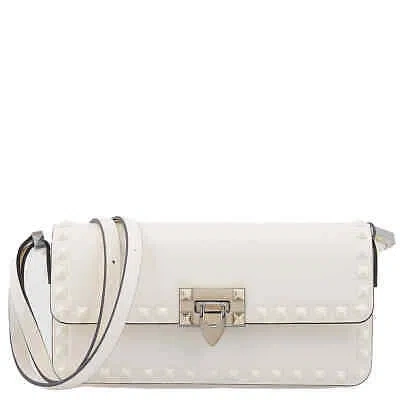 Pre-owned Valentino Garavani Rockstud23 Shoulder Bag 3w0b0m77azs098 In White