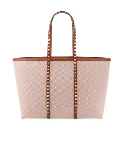 Valentino Garavani Rockstuf Top Handle Bag In Nude