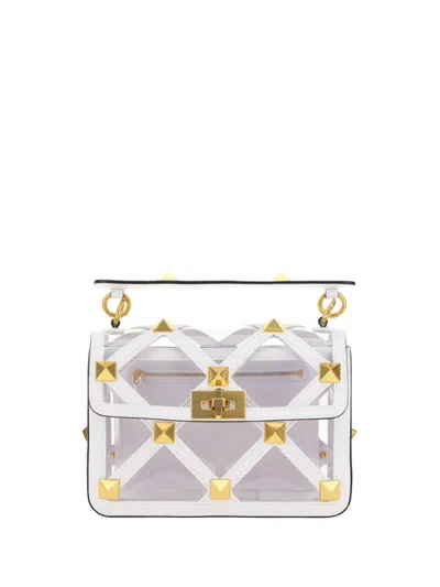 Valentino Garavani Garavani Roman Stud Bag In Trasparente/bianco Ottico