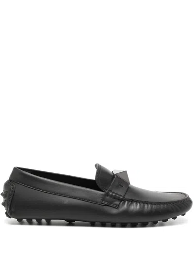 Valentino Garavani Roman Stud Leather Drivers In Black