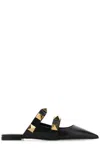 Valentino Garavani Roman Stud Leather Point-toe Flats In Black