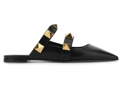 Pre-owned Valentino Garavani Garavani Roman Stud Pointed Toe Mules (women's) Sneakers In Black
