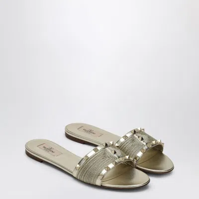 Valentino Garavani Roman Stud Sandals In Platinum Colour Women In Metallic