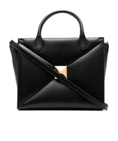 Valentino Garavani Roman Stud Strapped Tote Bag In Black