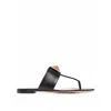 Valentino Garavani Round Toe Leather Sandals With Geometric Stud Detail In Black