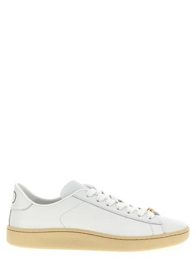 Valentino Garavani Logo Leather Sneakers In White