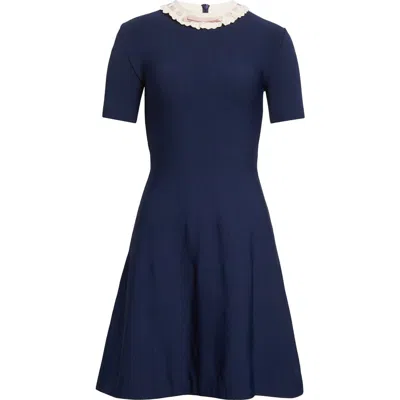 Valentino Garavani Ruffle Collar Dress In Blue