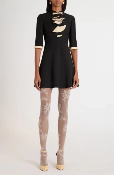 Valentino Garavani Ruffle Detail Crepe Couture Minidress In Black