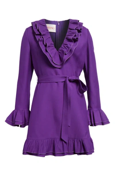 VALENTINO VALENTINO GARAVANI RUFFLE LONG SLEEVE COUTURE CREPE DRESS