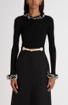 Valentino Garavani Ruffle Trim Rib Virgin Wool Sweater