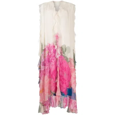 Valentino Garavani Ruffled Floral Print Gown In Multi