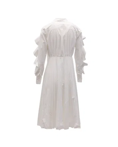 Valentino Garavani Ruffled Long-sleeve Evening Dress In White