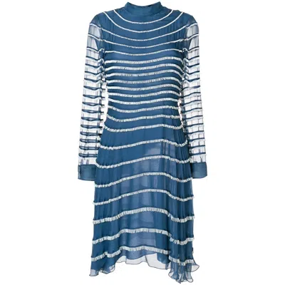 Valentino Garavani Ruffled Midi Dress In Blue