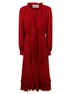Valentino Garavani Ruffled Trim Button-down Dress In Red
