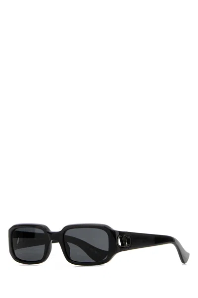 Valentino Garavani Ruthenium-finish Acetate Sunglasses For Women In Black