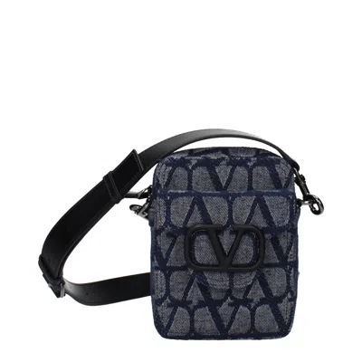 Valentino Garavani Men's Crossbody Bags Blue/denim Fabric