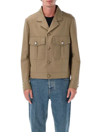 VALENTINO VALENTINO GARAVANI SAFARI JACKET WITH STUDDED DETAILS IN BEIGE