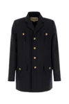 Valentino Buttoned Coat In Black