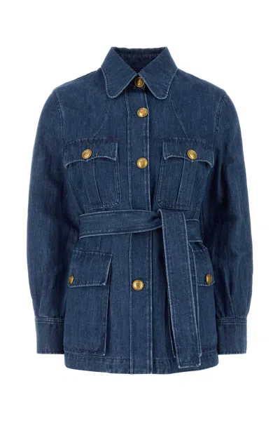 Valentino Garavani Sahariana Denim Jacket In Blue