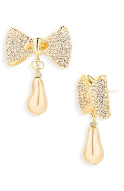 Valentino Garavani San Fin Bow Faux Pearl Drop Earrings In Multi