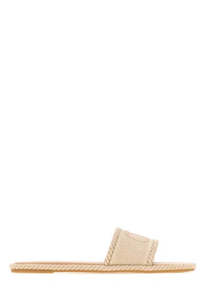 Valentino Garavani Canvas Vlogo Signature Slippers For Women In Neutral