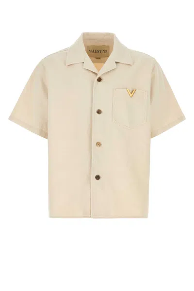 Valentino Garavani Sand Denim Shirt In White