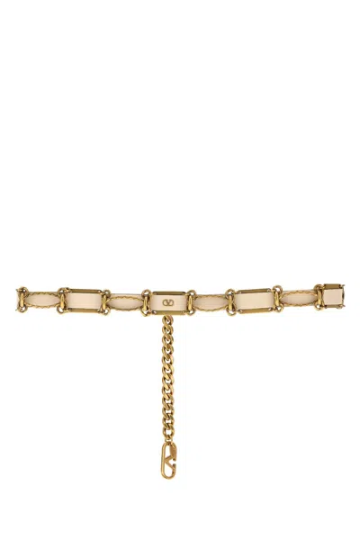 Valentino Garavani Sand Leather And Metal Belt