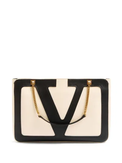 Valentino Garavani Sand Leather Medium Viva Superstar Shopping Bag In Neutral