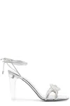 Valentino 100 Crystal Chain Sandals In Silver