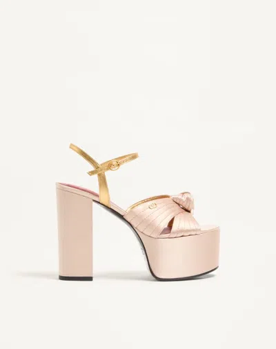 Valentino Garavani Sandal With Crasher Platform In Satin 125mm Woman Skin/crystal 41 In Multi
