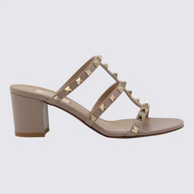 Valentino Garavani Beige Leather Sandals In Brown