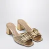Valentino Sandalo Slide Vlogo Signature Gold In Metal