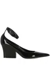 Valentino Vlogo Lockette Leather Ankle Strap Pumps