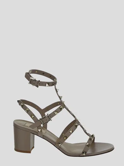 Valentino Garavani 60mm Rockstud Heeled Sandals In Gray