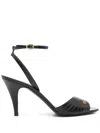 Valentino Garavani Ladycrush Leather Ankle-strap Sandals In Nero
