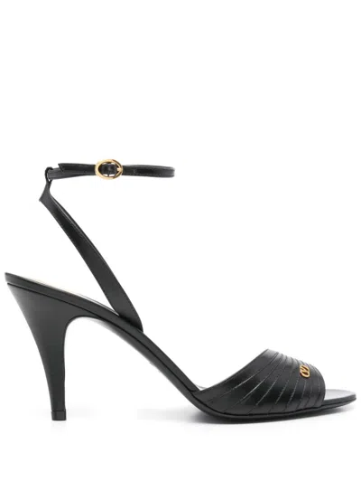 Valentino Garavani Ladycrush Leather Ankle-strap Sandals In Nero