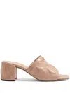 Valentino Antiqued Pink Leather Quiltie Mules