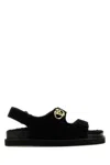 Valentino Garavani Vlogo Locker Shearling Sandal Woman Black 40