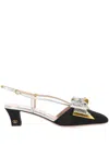Valentino Slingback Decollete Bowow In Moire Tissue