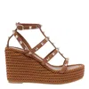 Valentino Rockstud Torchon 105 Leather Espadrille Wedge Sandals