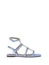 Valentino Rockstud Sandals In Blue