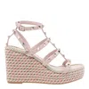 Valentino Garavani Women Rockstud Wedged Sandals In Pink